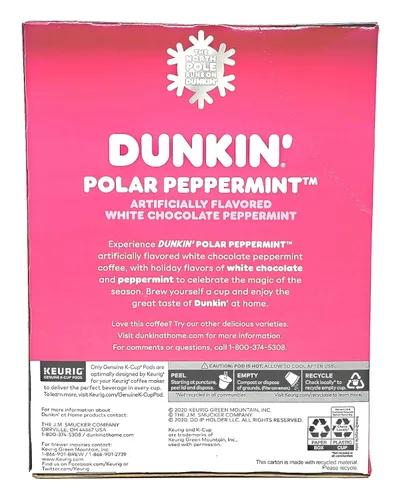 Vista 3 de Dunkin Donuts Limited Edition Holiday Coffee K Cups – Menta polar – 2 cajas – 44 cápsulas Kcup de temporada para cafeteras Keurig