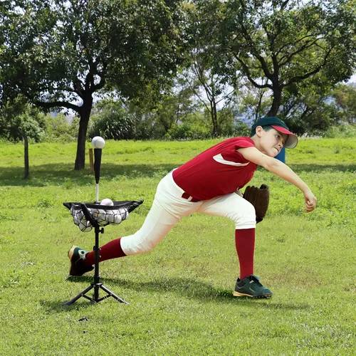 Vista 5 de BaseGoal Baseball Batting Tee with Removable Baseball Caddy for Kids