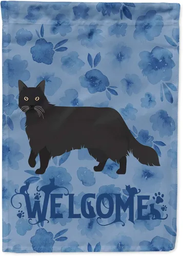 Vista 296 de Caroline's Treasures CK4813CHF - Bandera de bienvenida con gato abisinio azul, manga grande, para porche, para colgar en la pared, poliéster