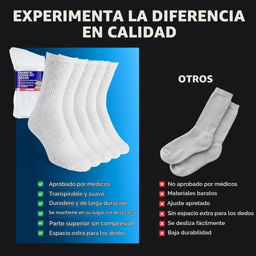 Vista 9 de Debra Weitzner Diabetic Socks For Men and Women Loose Fit Non-Binding Cotton Crew Socks 6 Pairs 6 pares de color beige