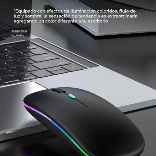 Vista 5 de Guiheng Ratón Bluetooth inalámbrico, LED de doble modo recargable, silencioso y delgado, portátil (receptor BT5.2+USB), mouse de computadora de 1