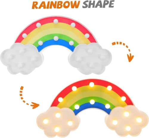 Vista 4 de Uonlytech Lámpara de modelado de arco iris, decoración de zorro, lámpara de escritorio decorativa, luz de neón arco iris, luz LED de escritorio