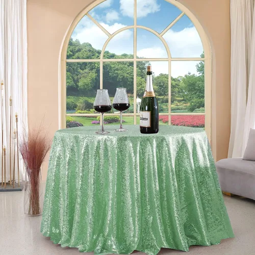 Vista 103 de Manteles redondos de lentejuelas negros para fiestas, de 121,9 cm, mantel redondo de purpurina ajustado, pequeño, lindo y dulce, para boda