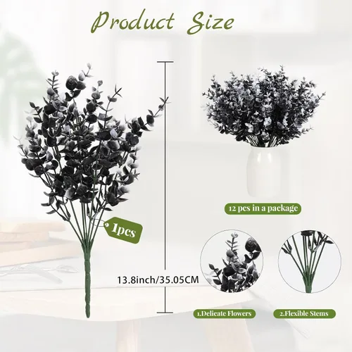 Vista 2 de RECUTMS - Flores artificiales, 12 plantas sintéticas para exteriores, resisten rayos ultravioleta, arbustos para interiores y exteriores, maceta