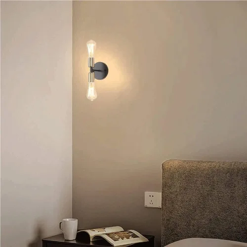 Vista 5 de Retro Metal Wall Lamp Warm Light 3000K Source Double-Headed Sconce Lantern Wall-Mounted Lamps for Balcony Porch Stair Study Indoor Decorative