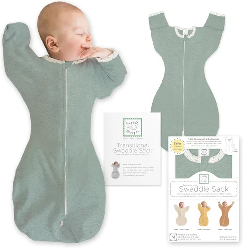 Vista 12 de SwaddleDesigns Saco de envolver con brazos arriba, mangas de media longitud y puños de mitones