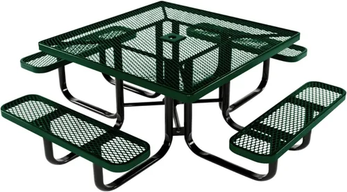 Vista 143 de COATEDOUTDOORFURNITURE Mesa de picnic cuadrada de 46 pulgadas, expandida, color negro