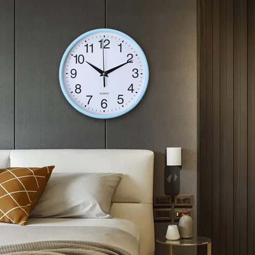 Vista 6 de Reloj de pared redondo azul moderno, funciona con pilas, fácil de leer, 7.9 in de diámetro