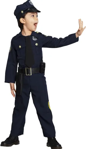 Vista 3 de Amscan Disfraz infantil de oficial de policía, Azul marino
