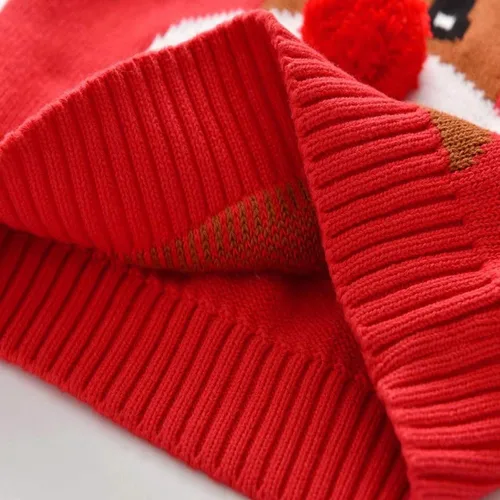 Vista 6 de Suéter tejido de algodón con cuello redondo y cuello redondo para niños pequeños, ropa cálida para otoño e invierno