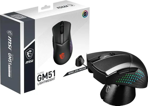 Vista 16 de MSI Clutch GM51 - Mouse inalámbrico ligero para juegos y base de carga, sensor óptico DPI de 26 K, 2.4 G y Bluetooth, interruptores Omron