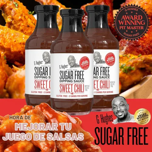 Vista 2 de G Hughes Salsa de chile dulce sin azúcar, 18 onzas (paquete de 4) Salsas de inmersión sin gluten, salsa picante sin azúcar, condimento de chile