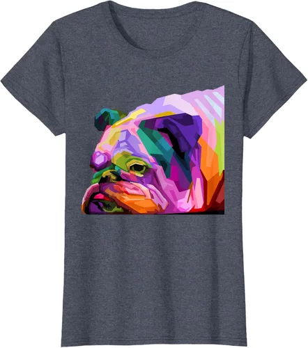 Vista 96 de Camiseta de retrato pop artístico de bulldog británico inglés para dueños de perros, Negro, S
