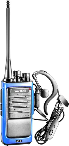Vista 2 de Radios bidireccionales recargables de largo alcance con auricular, paquete de 4 walkie talkies Arcshell AR-6, batería de iones de litio y cargador