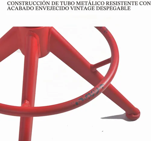 Vista 3 de Topower Taburetes de bar industriales de altura ajustable de 17.71 a 21.65 pulgadas, marco de metal con asientos redondos de madera, silla
