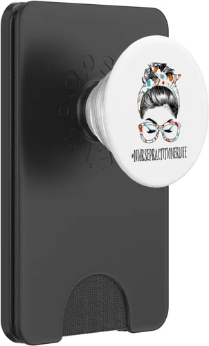 Vista 8 de Enfermera practicante Life Messy Hair Woman moño de cuidado de la salud PopSockets intercambiables PopGrip