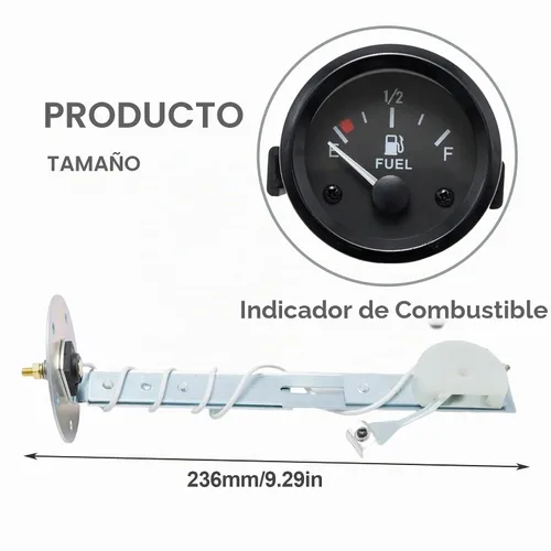 Vista 2 de Hoypeyfiy - Medidor de nivel de combustible universal de 2 pulgadas 52 mm para coche y SUV con sensor de combustible E-1/2-F puntero 12 V