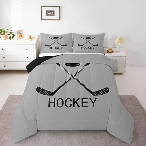 Vista 24 de Erosebridal Edredón de plumón de hockey sobre hielo, juego de edredón de jugador de hockey para adolescentes, niños y hombres, juego de ropa de cama