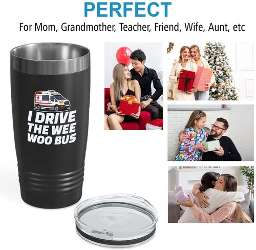 Vista 5 de Ambulance Driver Black Viking Tumbler 20oz – I Drive The Wee Woo Bus – Hospitales EMT Pacientes Transportando Técnico Enfermo Apreciación Med