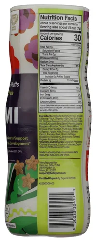 Vista 2 de Yumi Puffs de guisantes dulces orgánicos, 1.5 onzas