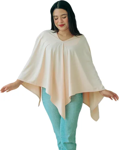 Vista 3 de Poncho peruano de algodón Pima Funda de lactancia 4 en 1, envoltura de yoga y chal diario Suave, transpirable Hecho a mano éticamente