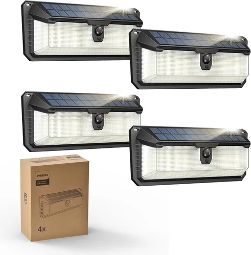 Vista 10 de Philips Luces solares con sensor de movimiento para exteriores, 120 luces LED de seguridad alimentadas por energía solar, 3 modos de iluminación