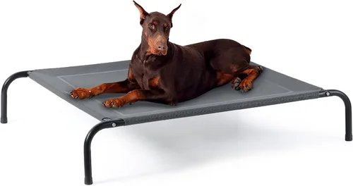 Vista 19 de Bedsure Camas elevadas para perros al aire libre para perros pequeños, cama portátil elevada para mascotas con hamaca para mascotas con patas Gris