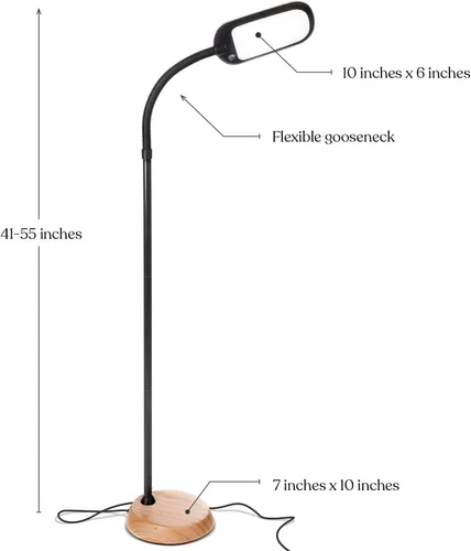 Vista 9 de Brightech Litespan - Lámpara de pie LED delgada, luz de lectura moderna sobre silla para salas de estar y oficinas, alta con cuello de cisne Madera