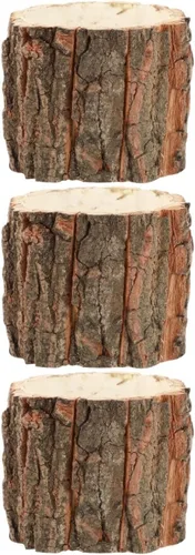 Vista 5 de HANABASS Maceta de madera para flores, 3 piezas, contenedor de madera rústica, cubo de corteza de madera, soporte para arreglos florales, maceta