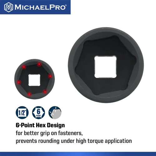 Vista 4 de MichaelPro Juego de 4 piezas de 1/2 pulgada de tamaño medio, juego de tuercas abatibles de impacto de pared delgada, acero cromado Moly para uso