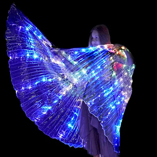 Vista 3 de HOMEHIGH Alas LED de danza del vientre para niñas con luces de mariposa con palo telescópico