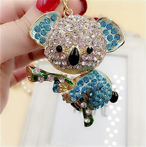 Vista 4 de Bonito y encantador oso koala con diamantes de imitación de cristal de oro con diamantes de imitación, colgante hermoso accesorio, el mejor regalo