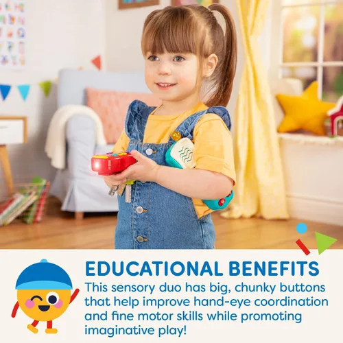 Vista 4 de Battat – Juguetes sensoriales – Teléfono de imitación y llavero – Juguete luminoso para niños pequeños – Llaves de coche de juguete – 10+ meses+