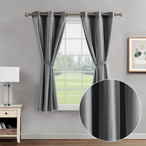 Vista 8 de Creative Home Ideas Augusta - Cortinas opacas (2 paneles, 38 x 84 pulgadas, rosa rubor), cortinas con aislamiento térmico para oscurecer la Rosa