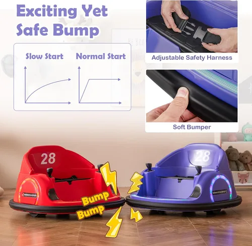 Vista 3 de Costzon Coche de parachoques eléctrico de 12 V para niños con control Morado oscuro