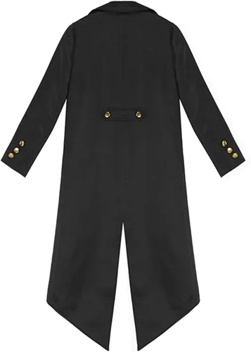 Vista 4 de CHICTRY Chamarra estilo steampunk renacentista para niños grandes, abrigos de vampiro pirata, abrigos de Halloween