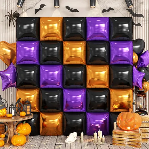 Vista 28 de Globos de aluminio cuadrados rojos, azules y plateados, kit de 25 globos de doble cara para fondo, túnel de helio, arco, guirnalda para el 4 de Rojo