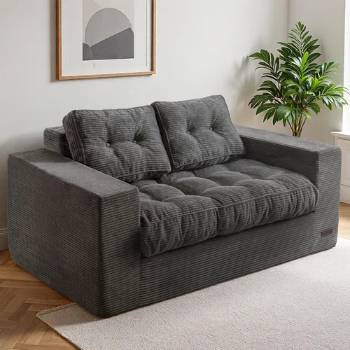 Vista 26 de MAXYOYO Sofá de 3 plazas para sala de estar, sofá sin hueso, cómodo puf con burbujas para apartamento, no necesita montaje, color beige