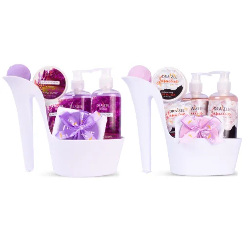 Vista 18 de Draizee Regalos de spa de lujo para mujer, juego de 2 canastas de spa con aroma de rosa y coco, gel de ducha, baño de burbujas, mantequilla