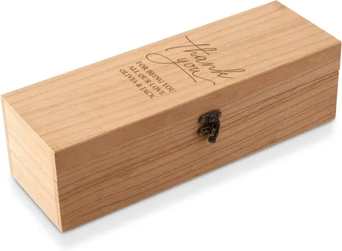 Vista 8 de Weddingstar Caja de regalo de vino de madera grabada personalizada con tapa - Blush Blooms