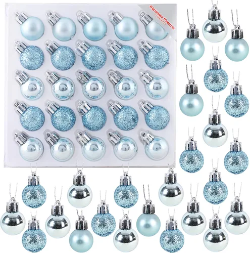 Vista 11 de Christmas Concepts® Juego de 25 mini bolas para árbol de Navidad - 25 mm - Adornos colgantes decorados con acabado brillante, mate y purpurina