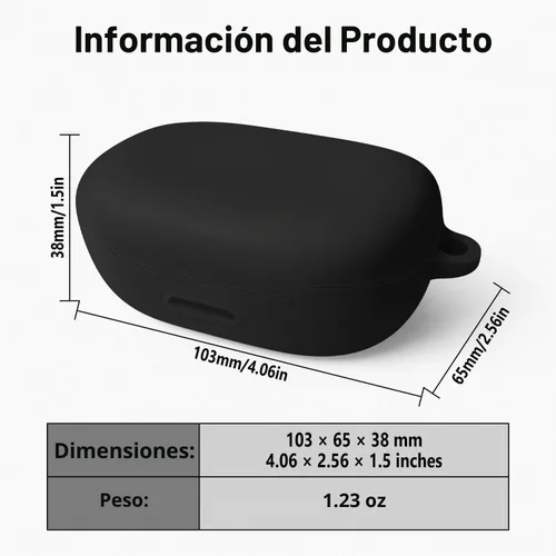 Vista 3 de Geiomoo Funda de silicona para JBL Endurance Peak 3, JBL Endurance Peak II, funda protectora con mosquetón (negro)