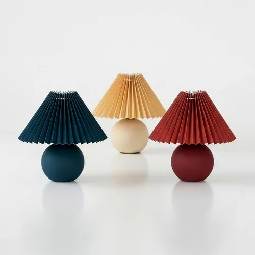 Vista 7 de Brightech Serena - Lámpara LED de mesa, pequeña lámpara de cerámica moderna de 10 pulgadas con pantalla plisada para mesita de noche, escritorio