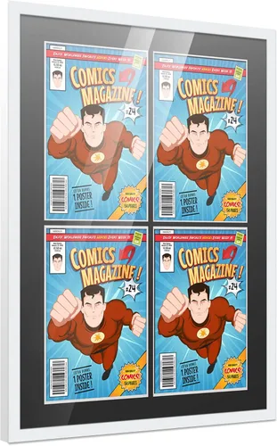 Vista 123 de Poster Palooza Marco de cómic con paspartú para 1 cómic de la Edad de Bronce publicado entre 1970 y 1985, marco de cómic negro para cómic de 7.25 x