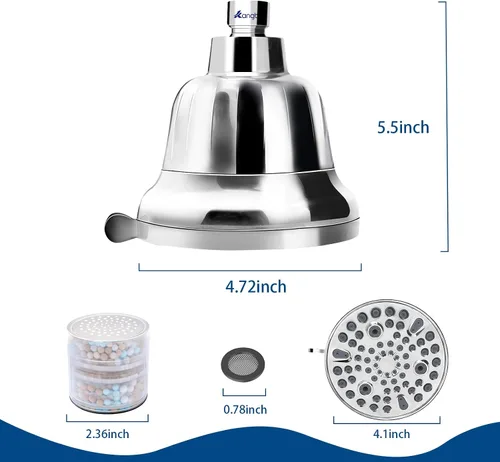 Vista 7 de Cabezal de ducha filtrado para cabello y piel más saludables, elimina el cloro y los metales pesados, filtro de cabezal de ducha para agua dura