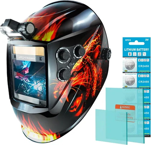 Vista 12 de TRQWH - Casco de soldadura con visión grande, oscurecimiento automático, con luz LED