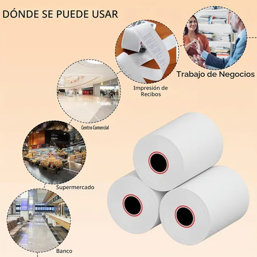 Vista 6 de Papel térmico de recibo de 2-1/4 pulgadas x 50 pies (10 rollos), se adapta a impresoras térmicas POS de 2.283 in, calidad premium, biodegradable