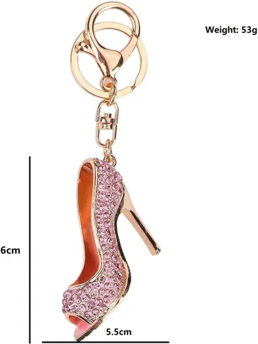 Vista 3 de Llavero de tacón alto para mujer, lindo llavero de zapato de tacón alto para niñas, llavero de zapato de tacón alto rosa brillante, divertidos