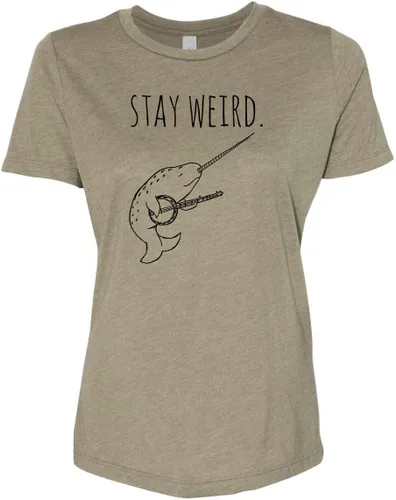 Vista 7 de Cute Women's Screen Printed Crew Neck Tee, Shirts With Sayings, Dusty Blue or Olive