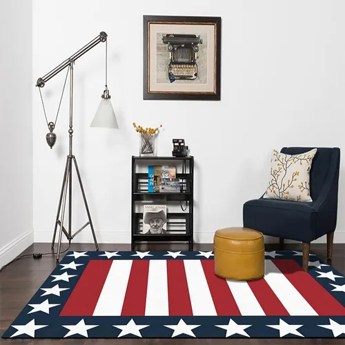 Vista 9 de Alfombra moderna y contemporánea con bandera estadounidense para interiores, 3 x 4 pies, alfombra antideslizante con temática de camuflaje verde